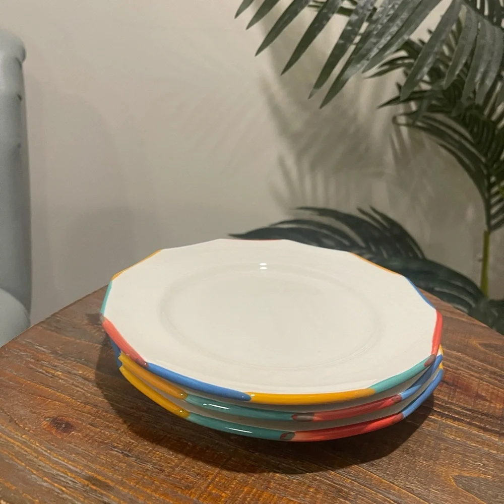Pier 1 imports set of 3 multi color plate 7.5”
